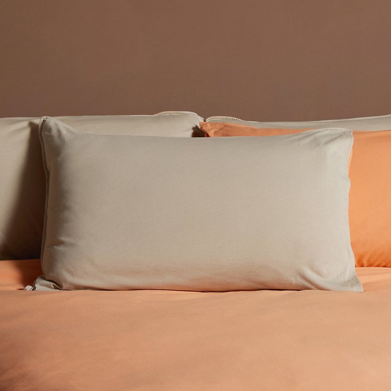 素面双色信封式枕套1入-奶茶棕/暖阳橘 - 枕头/抱枕 - 棉．麻 橘色