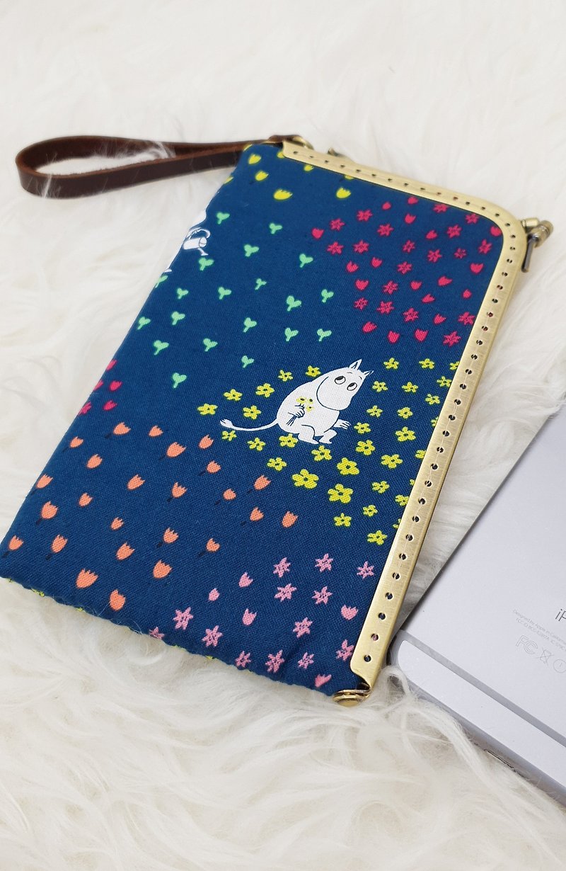 Moomin characters - mobile phone wallet - kiss lock - 皮夹/钱包 - 棉．麻 蓝色