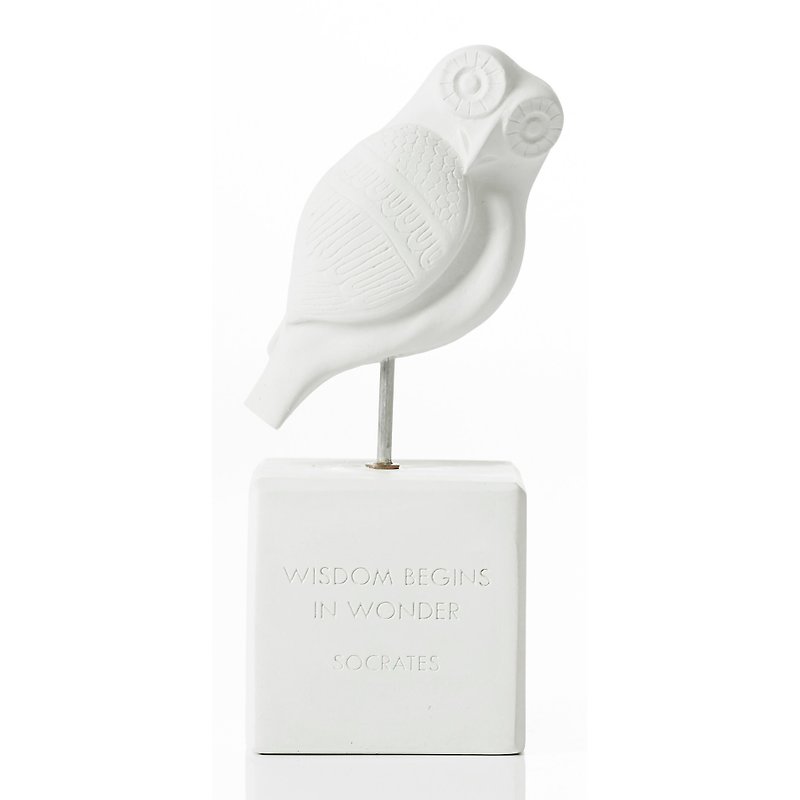 古希腊 猫头鹰摆饰 Wisdom Owl (白) - 手工陶制雕像 - 摆饰 - 陶 白色