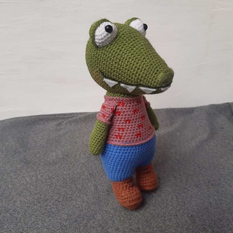 手工钩针鳄鱼毛绒玩具动物毛绒玩具Amigurumi 针织礼品 - 玩具/玩偶 - 压克力 绿色