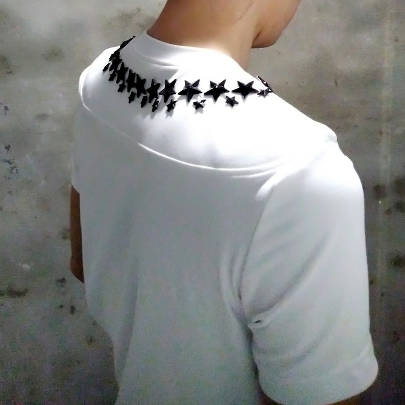 手缝五角星超弹性合身上衣(男) Ray77 Galaxy - 男装上衣/T 恤 - 聚酯纤维 白色