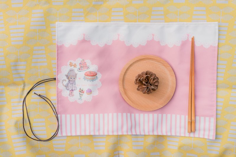 下午茶甜点猫咪午餐垫 - 野餐垫/露营用品 - 棉．麻 粉红色