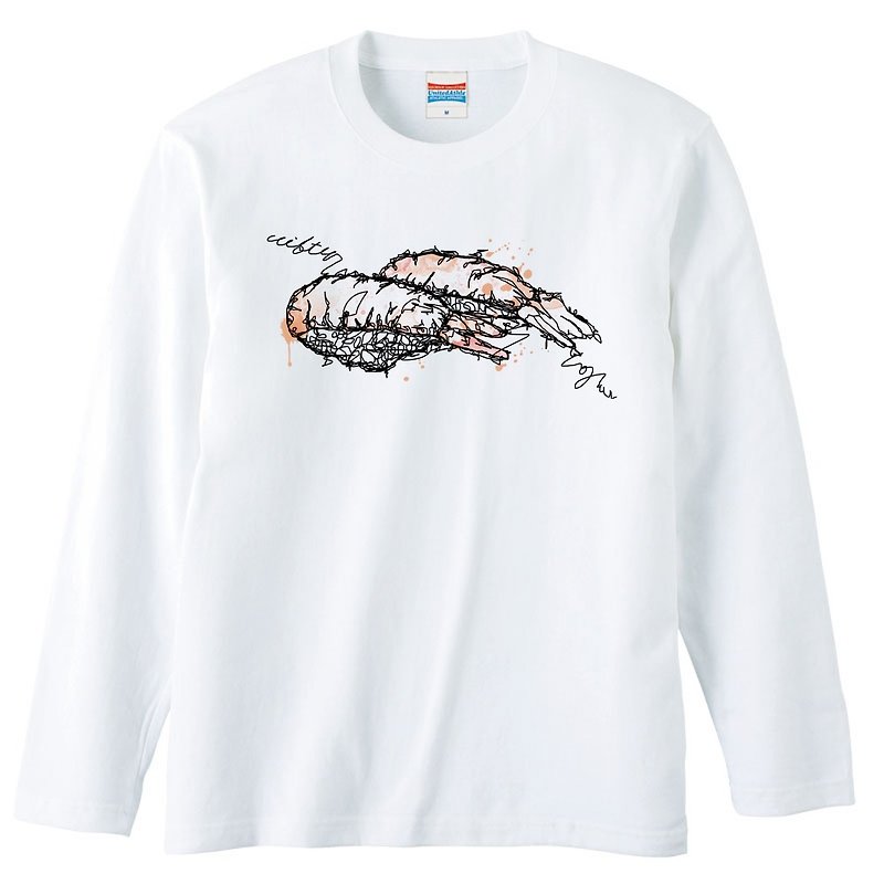 ロングスリーブTシャツ Sushi ebi - 男装上衣/T 恤 - 棉．麻 白色