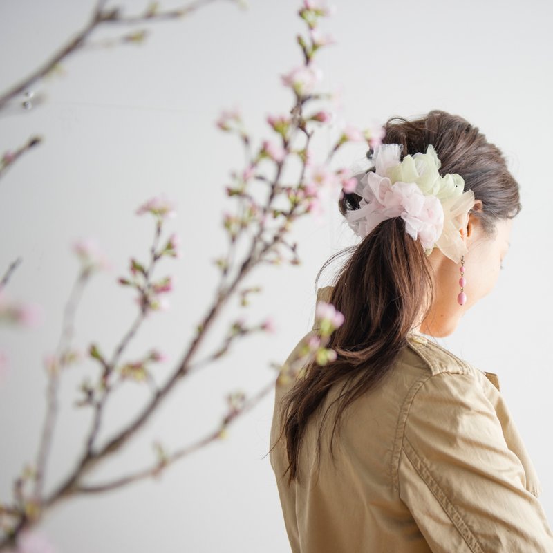 樱花 || 彩色花漾编织发圈 / 发饰 / 细发圈 / hair accessories - 发饰 - 聚酯纤维 粉红色