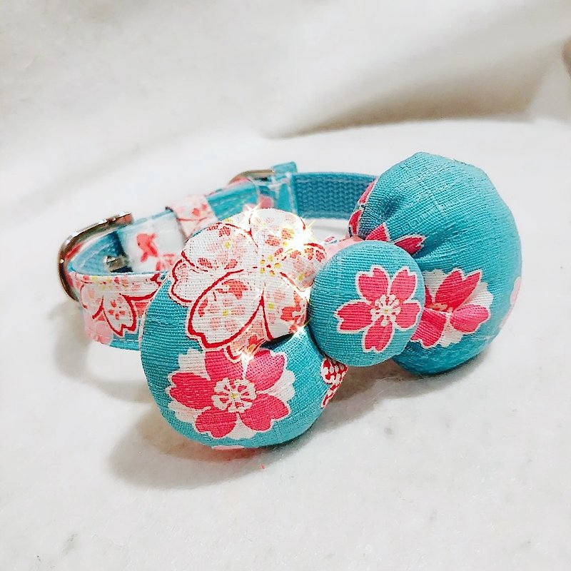 Sakura 宠物樱花立体煲呔连有扣颈带  - 项圈/牵绳 - 棉．麻 
