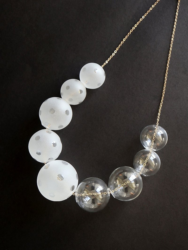 PERLA Frost dots - 磨砂波点玻璃球 项链 - 颈链 - 玻璃 透明