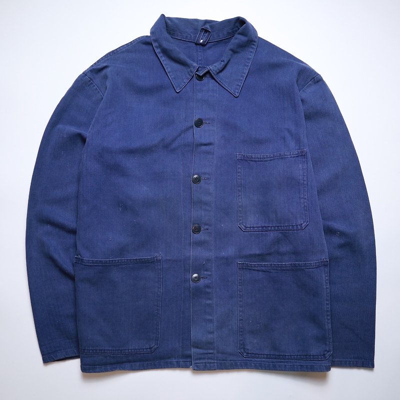 富士鸟古着 70s HBT 蓝色法国工装 人字纹布料 工装外套 Work - 男装外套 - 棉．麻 