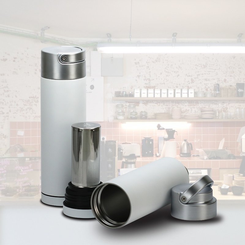 不锈钢 保温瓶/保温杯 白色 - 台湾设计-不锈钢滤网保温杯/保温瓶-白色