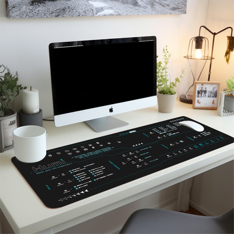 【Humi Classic - MacOS 快捷键-繁体中文版】居家办公/鼠标桌垫 - 鼠标垫 - 橡胶 黑色