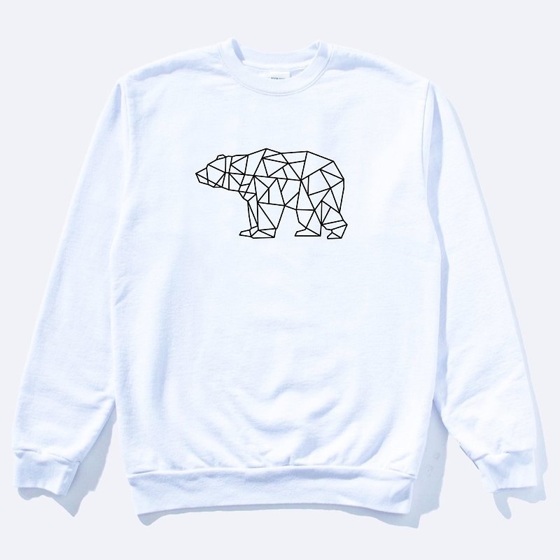Bear Geometric 中性 大学T 刷毛 中性版 白色 几何 熊 秋冬 礼物 - 男装上衣/T 恤 - 棉．麻 白色
