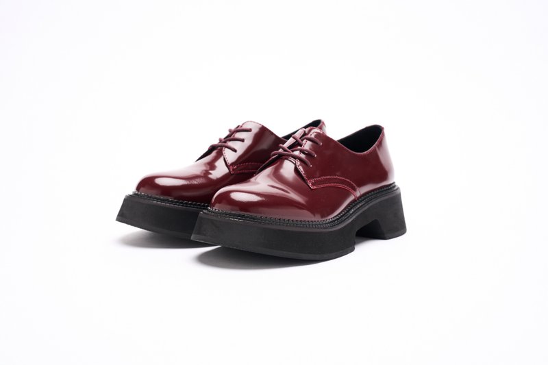 VATIC POLISHED DERBY SHOES BURGUNDY 45mm增高厚底皮鞋 增高皮 - 男款皮鞋 - 真皮 黑色