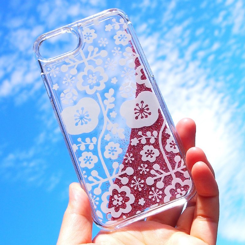 【グリッターiPhoneケース】花もよう - 手机壳/手机套 - 塑料 透明