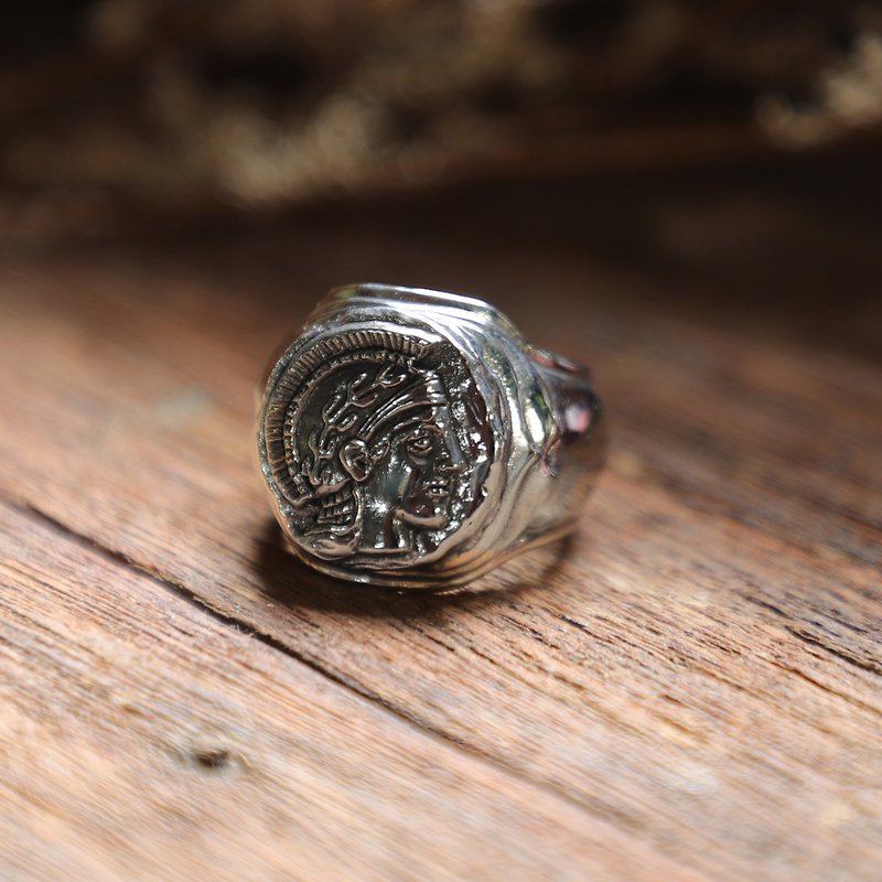 希腊硬币环男士银925 - 戒指 - 其他金属 银色