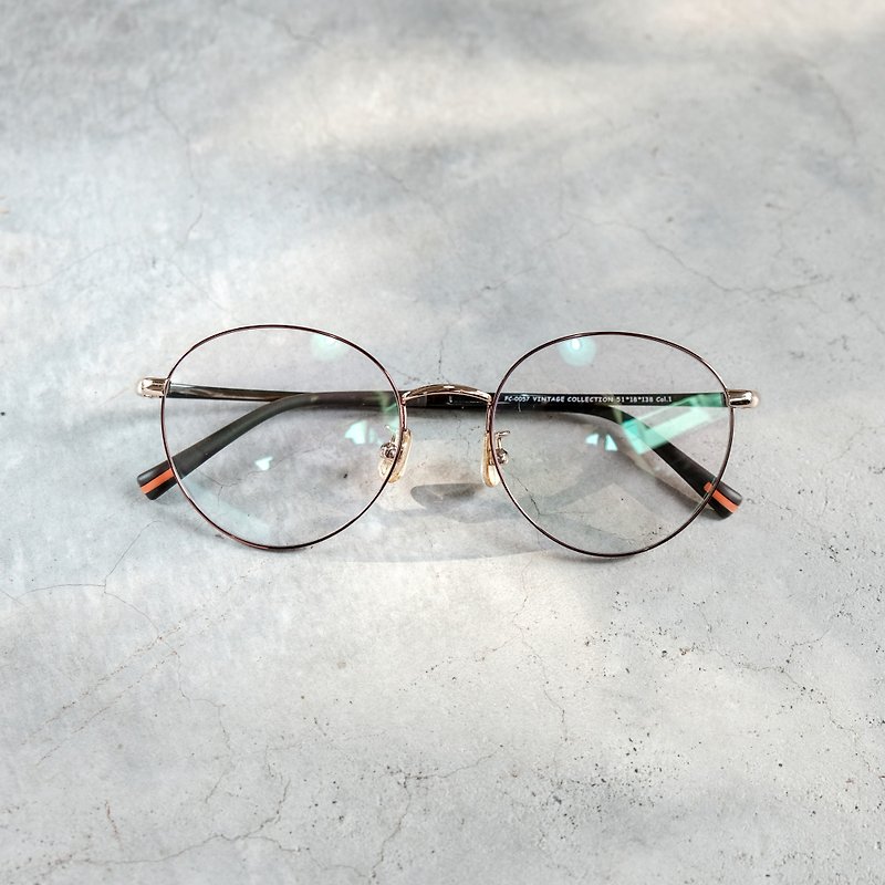 韩国 复古金属圆框 超轻量框 眼镜 镜框 酒红金 - 眼镜/眼镜框 - 其他材质 