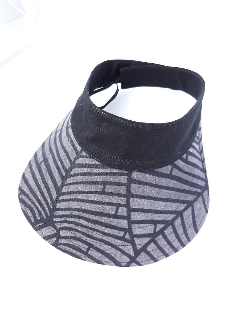 黑灰叶纹棉麻运动遮阳帽(Visor) - 帽子 - 棉．麻 黑色