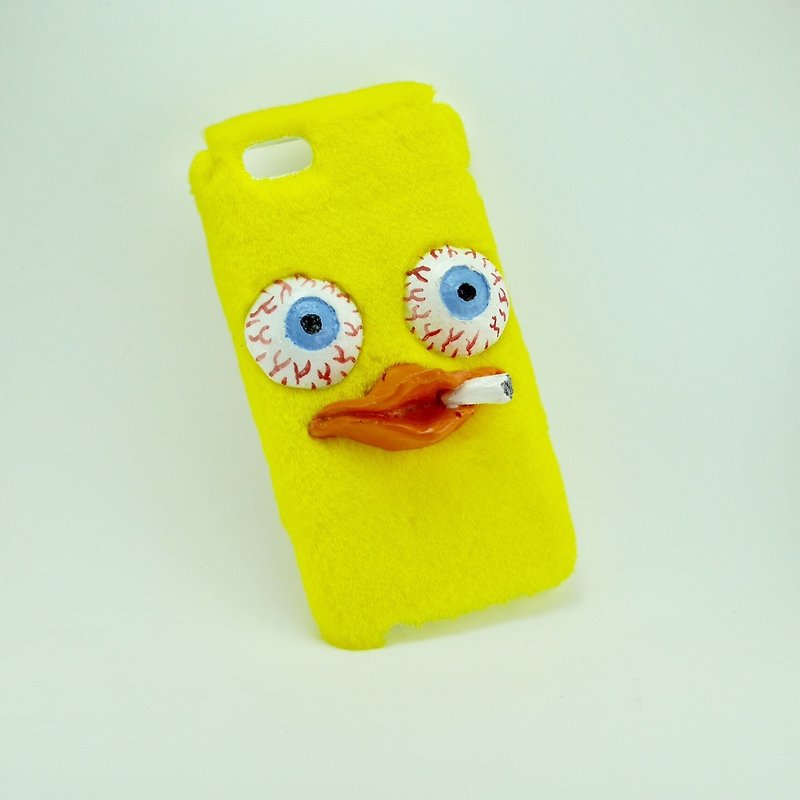 毛绒绒手机壳-吓到的黄色小鸭 - 手机壳/手机套 - 其他材质 黄色