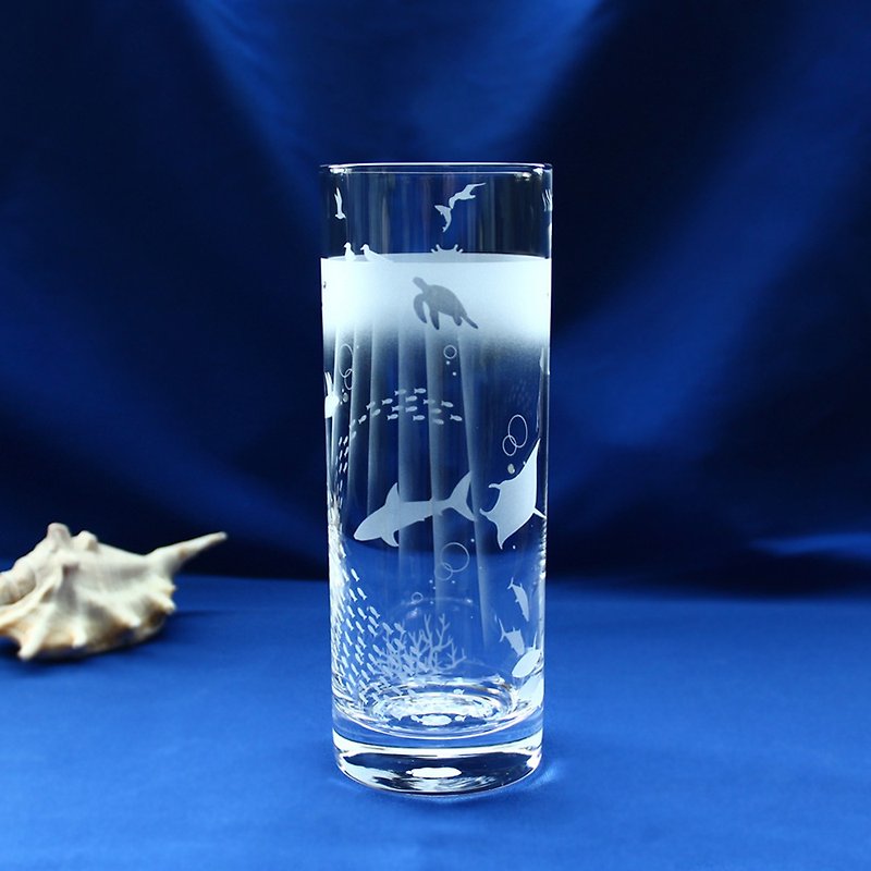 【マリン アクアリウム】ロングタンブラー 名入れ加工対応品(別売りオプション) - 杯子 - 玻璃 透明