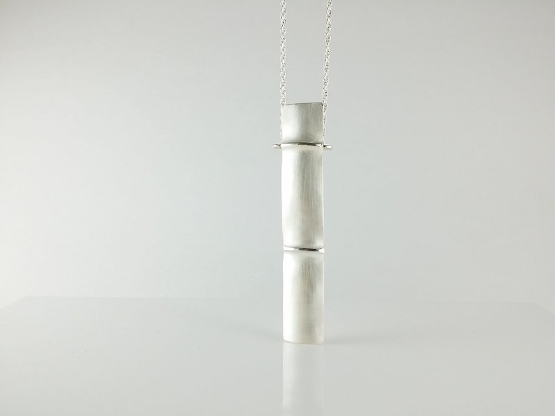 纯银坠饰 竹节系列 925银长链 设计师手工银饰 - 长链 - 纯银 银色