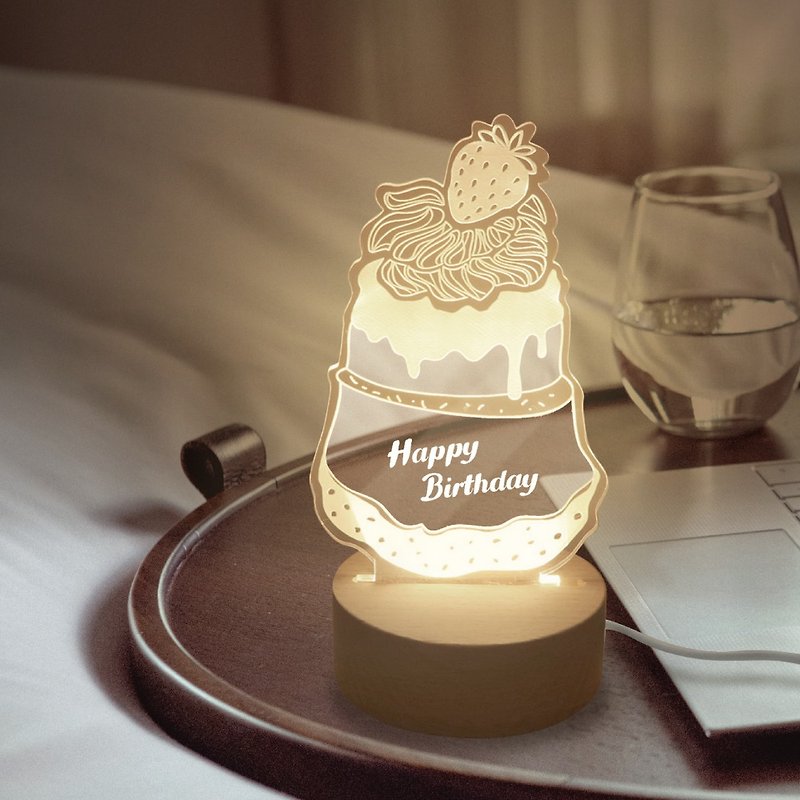草莓蛋糕 (疗愈 温馨 送礼小物 床头灯 台灯 夜灯 3D小夜灯) - 灯具/灯饰 - 塑料 咖啡色