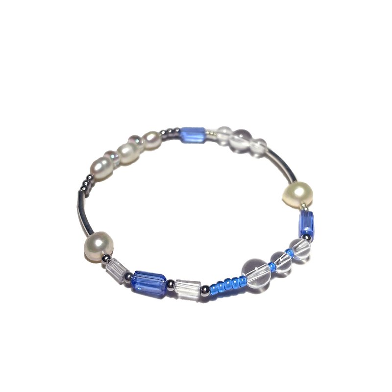 蓝色珍珠水晶手链008 - 手链/手环 - 宝石 蓝色