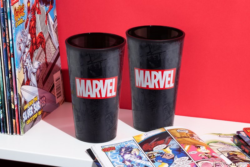 【夏季消暑玻璃杯】Paladone Marvel 高级黑色磨砂漫威英雄玻璃杯 - 杯子 - 玻璃 黑色