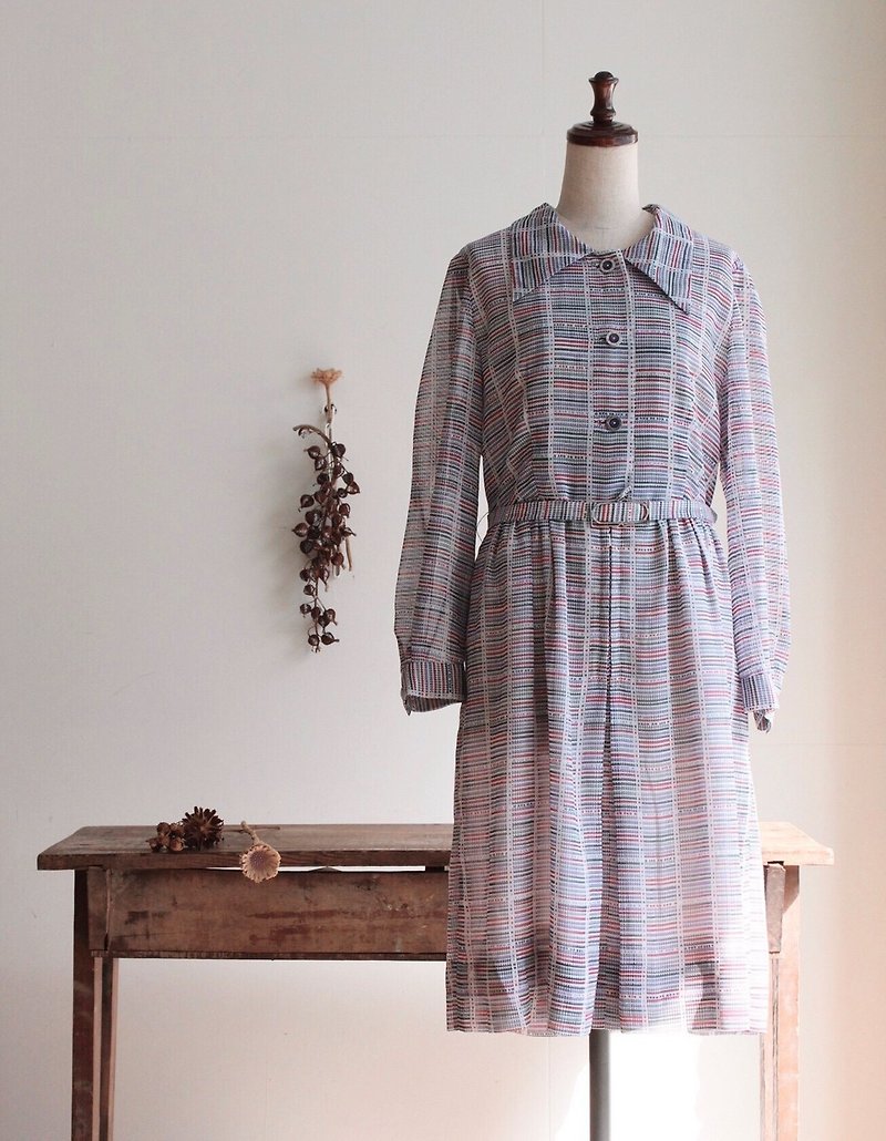 Vintage / 长袖洋装 no.277 tk - 洋装/连衣裙 - 聚酯纤维 白色