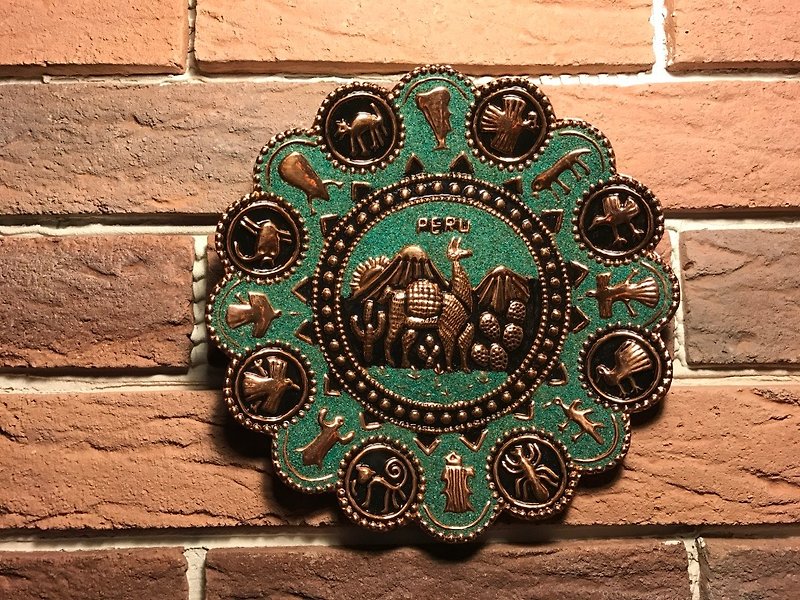 秘鲁 铜盘 绿松石 纳斯卡神秘图腾 吊饰 - 摆饰 - 其他金属 多色