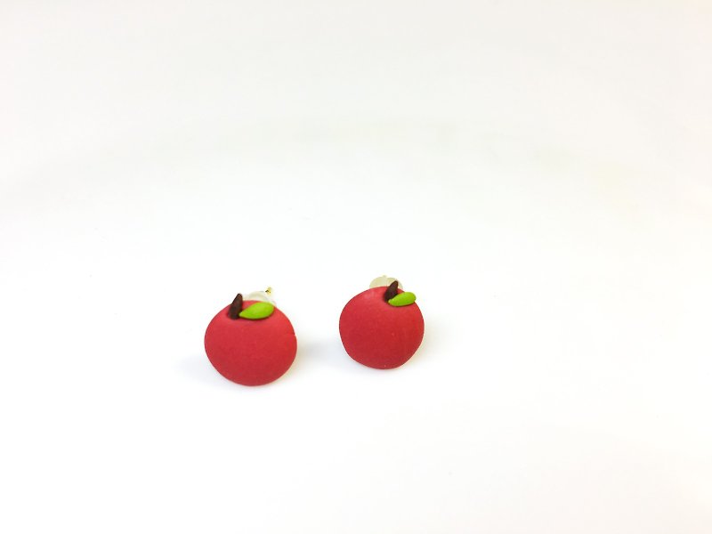 小苹果耳针  - 耳环/耳夹 - 其他材质 红色