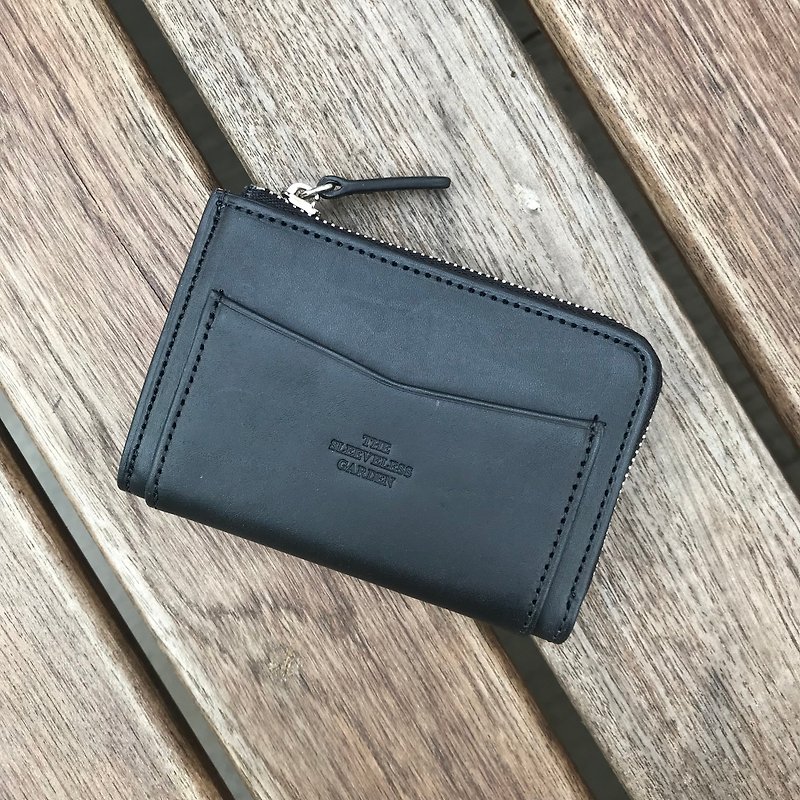 Coin zip purse /Black - 零钱包 - 真皮 黑色