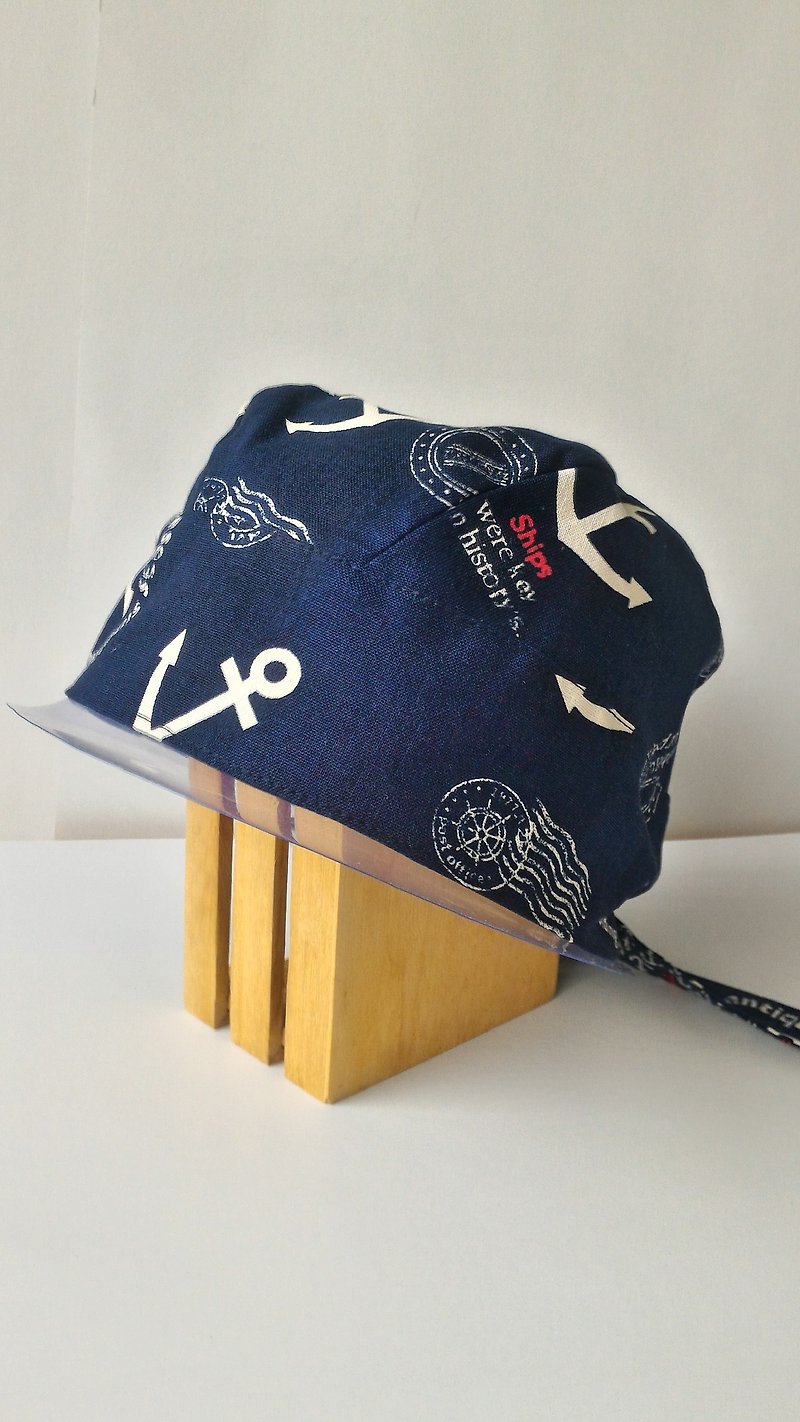 航海双面头巾帽 手术帽  医疗帽 料理帽 工作帽 - 帽子 - 棉．麻 蓝色