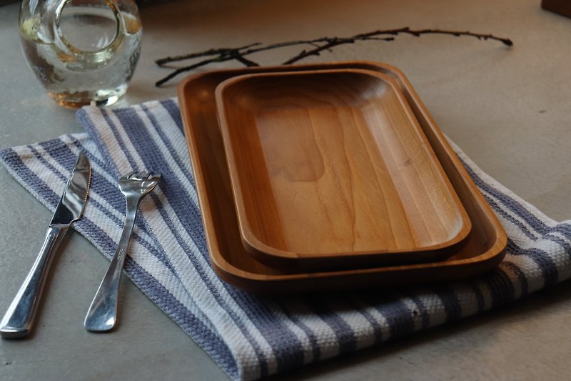碳化天然实木方形餐盘 - 盘子/餐盘/盘架 - 木头 