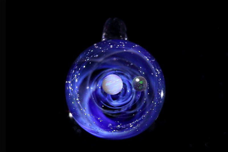 宇宙ガラス 螺旋状銀河 no.805 - 颈链 - 玻璃 蓝色