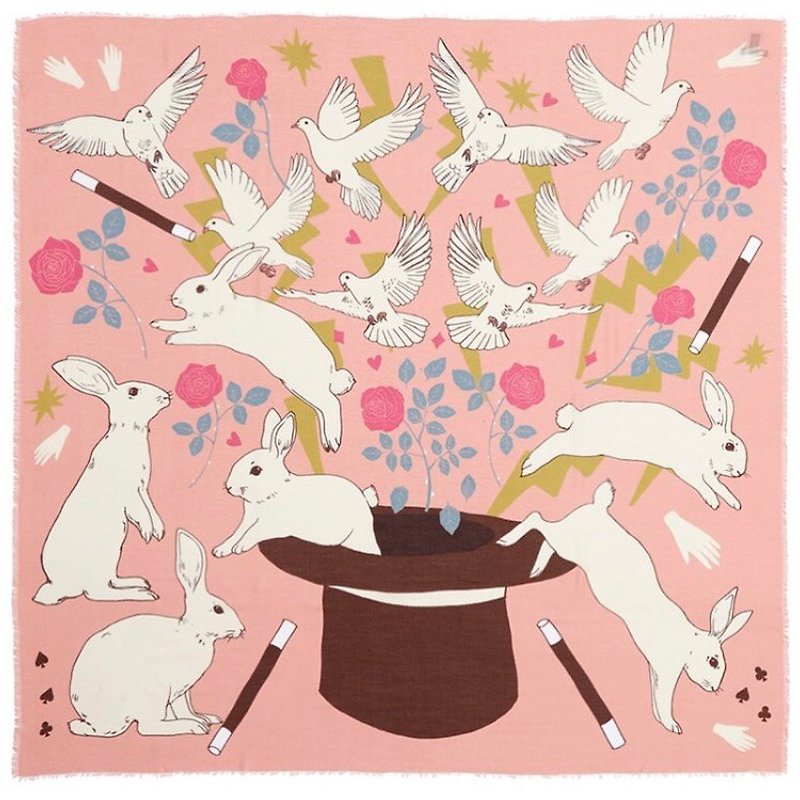 魔法小白兔丝巾 方巾 | Karen Mabon - 丝巾 - 丝．绢 粉红色