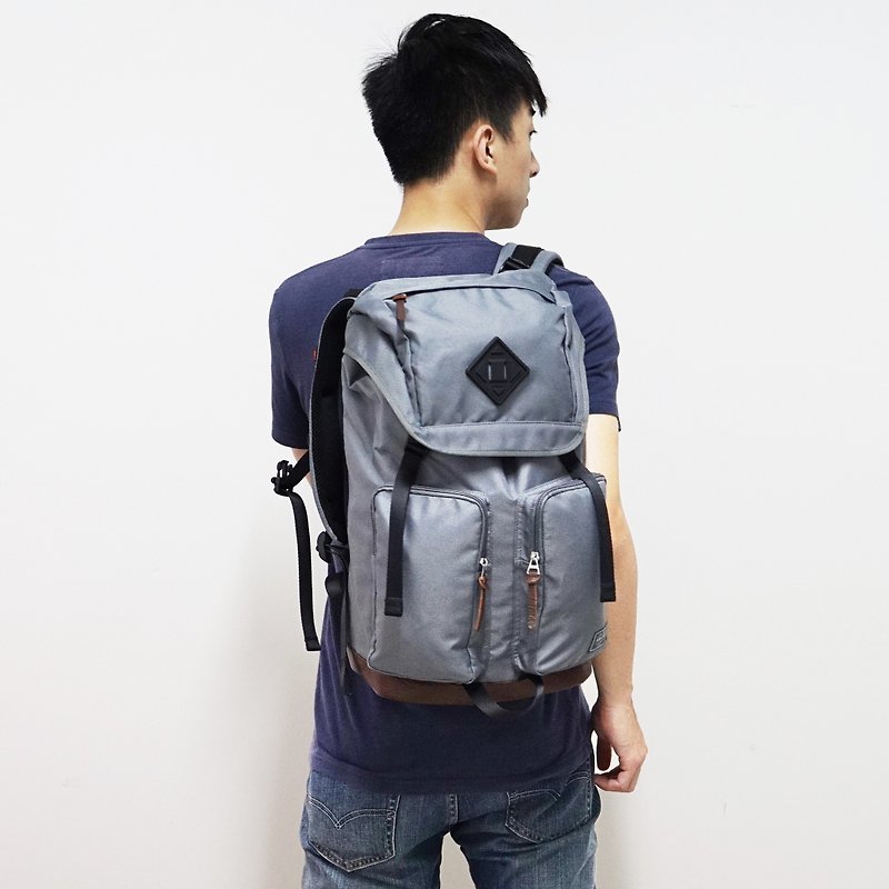 Argali 香港品牌 Premium 高级啡色皮革 后背包 防水舒适 真皮 旅行包 Backpack 浅灰绿色 - 后背包/双肩包 - 其他材质 绿色