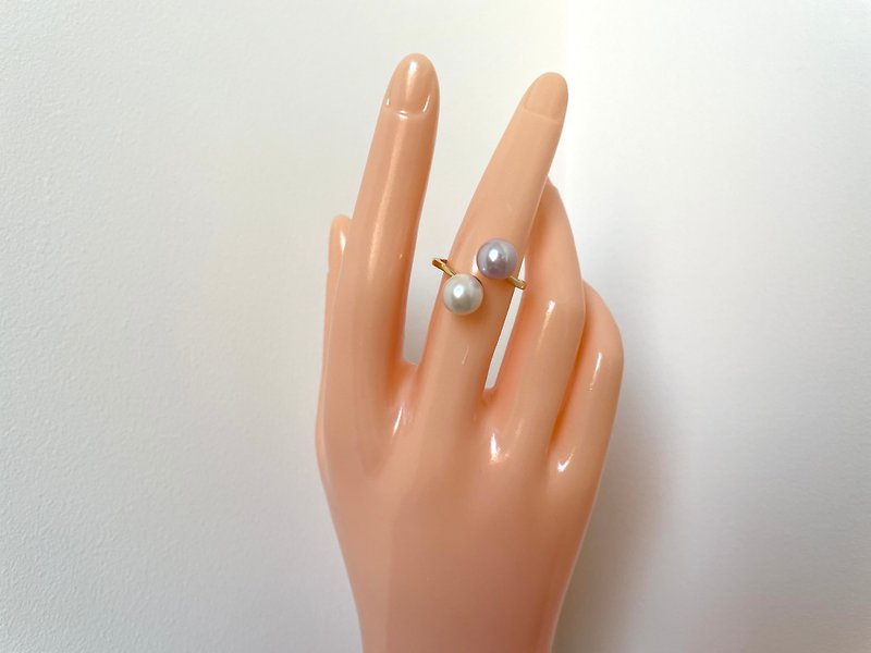 珍珠 戒指 多色 - 双珠 天然淡水珍珠 S925银 戒指