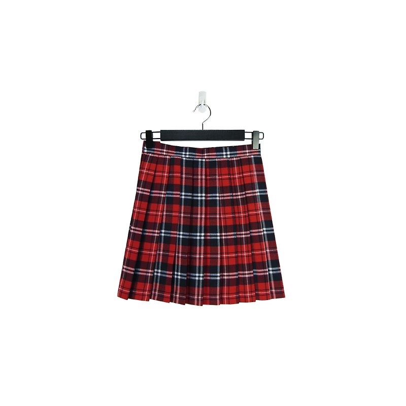 A·PRANK :DOLLY :: VINTAGE苏格兰纹红蓝格纹百褶短裙(S806019) - 裙子 - 棉．麻 红色