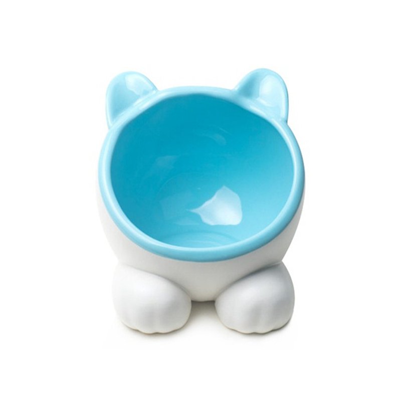 ViviPet 大头猫造型水碗-蓝 - 碗/碗架 - 瓷 蓝色