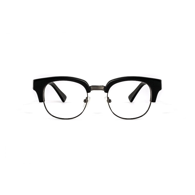 绅士雅痞雾黑金属板材复合材质眉框眼镜 - 眼镜/眼镜框 - 其他金属 黑色