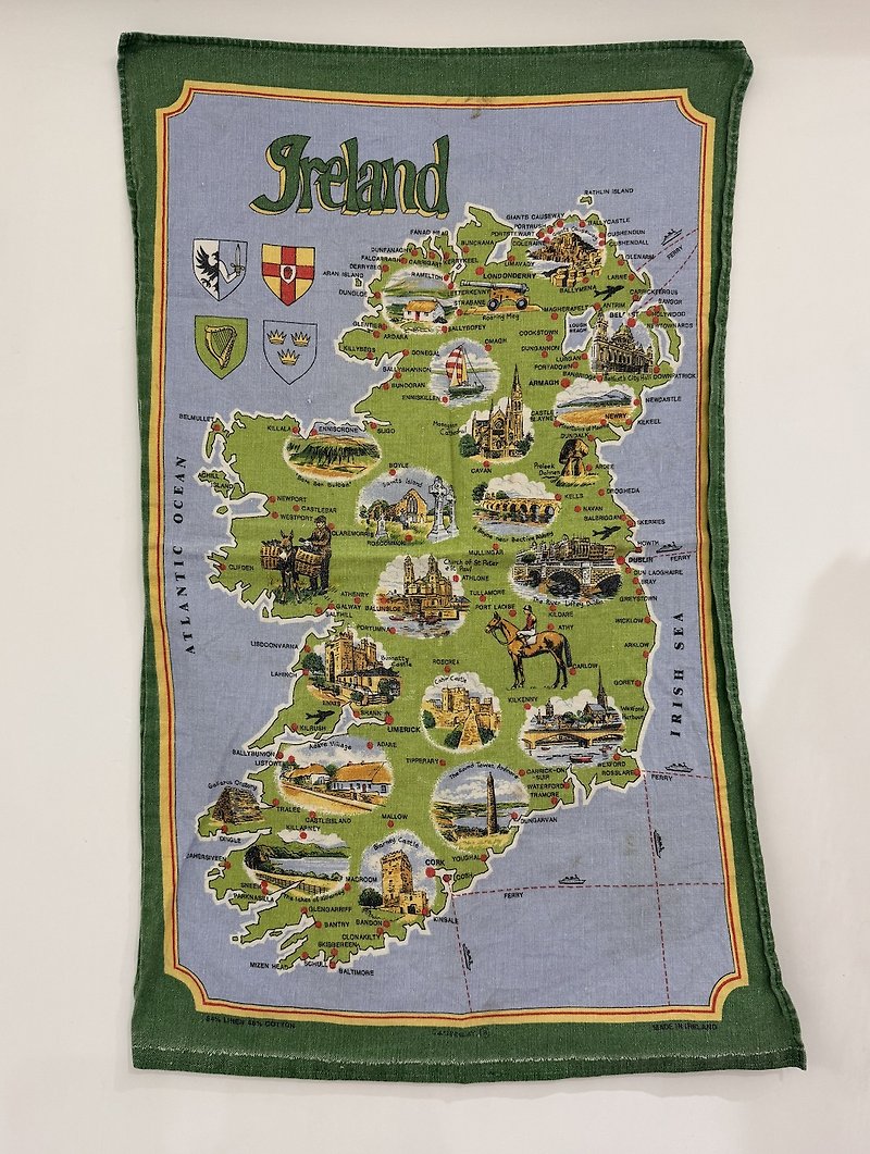 【母亲节】Ireland map 美国早期年份布面茶巾 系列 - 门帘/门牌 - 棉．麻 多色