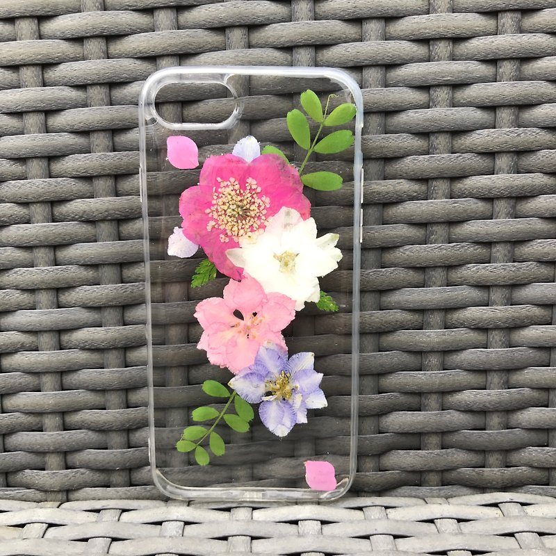 iPhone 7 Plus 手机壳 Dry Pressed Flowers Case 押花 干燥花 叶子 粉红压花 012 - 手机壳/手机套 - 植物．花 多色