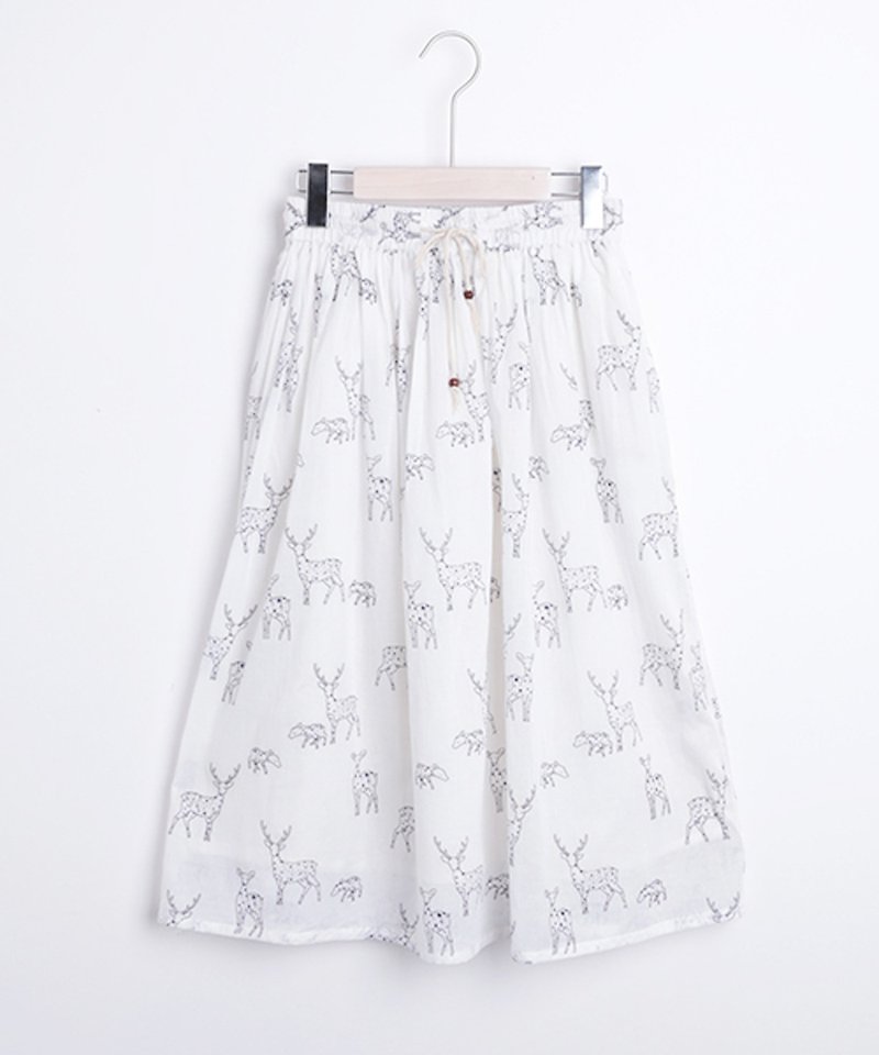 バンビ の 親子 プリント スカート - 裙子 - 棉．麻 白色