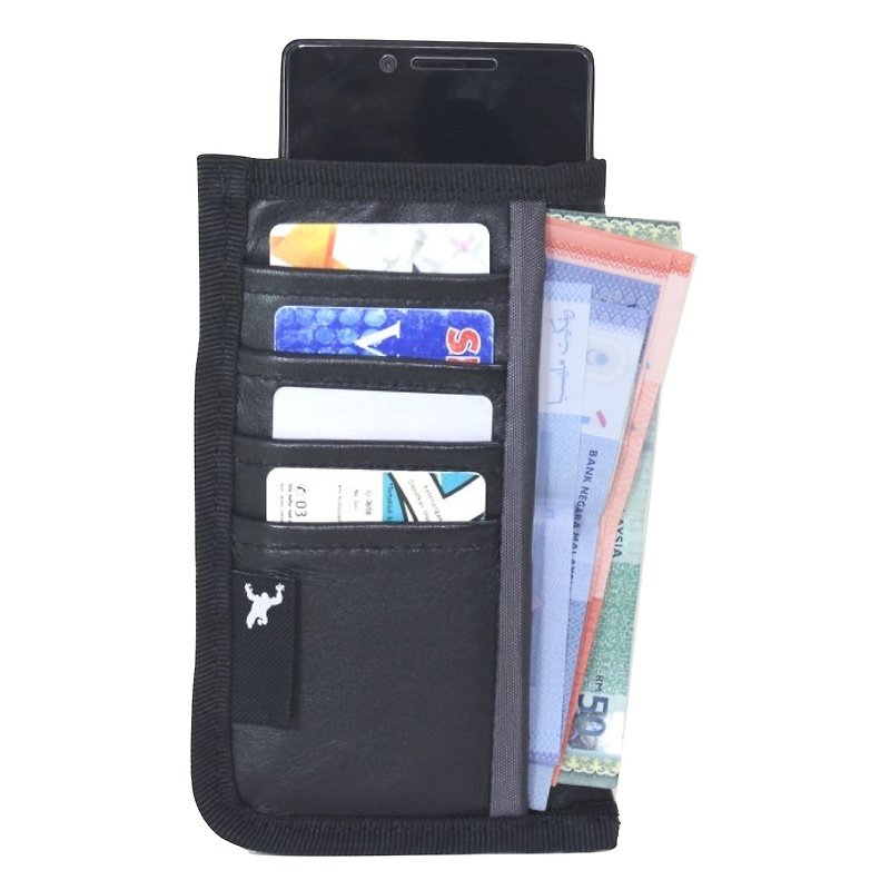 Greenroom136 - Pocketbook Ping - Slim smart phone wallet 5.5" - Genuine Leather - Black - 皮夹/钱包 - 真皮 黑色