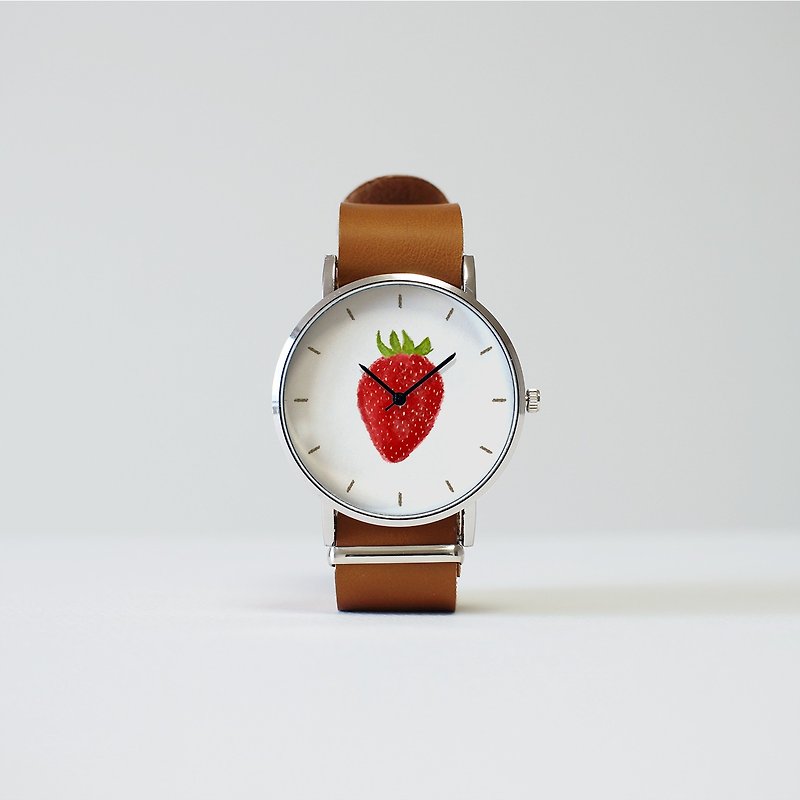 いちごの腕時計 - 女表 - 其他金属 红色