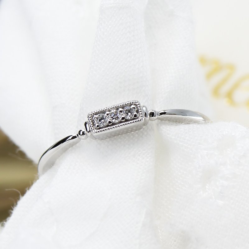 PT950 铂金钻石戒指 | 4月生日石 | 香港制造 | 手工镶嵌 - 戒指 - 钻石 白色