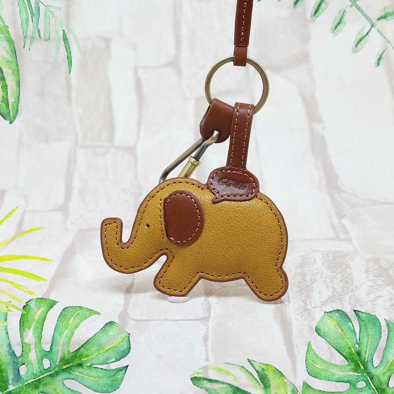 钥匙圈 吊饰 小象 - 钥匙链/钥匙包 - 真皮 橘色