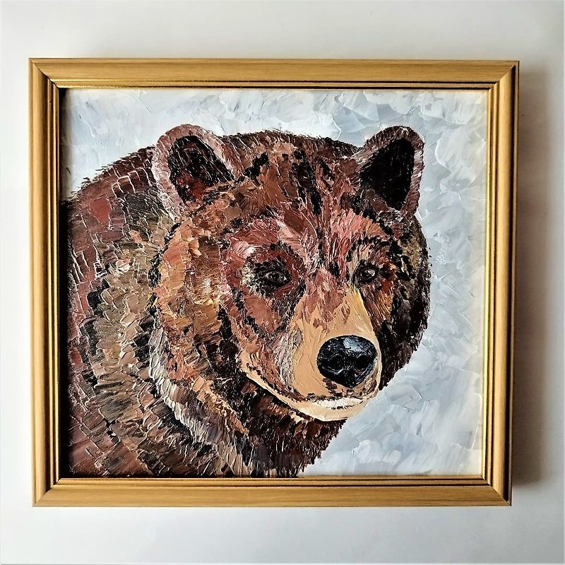 Bear painting, Original animal art, Grizzly bear modern wall decor art