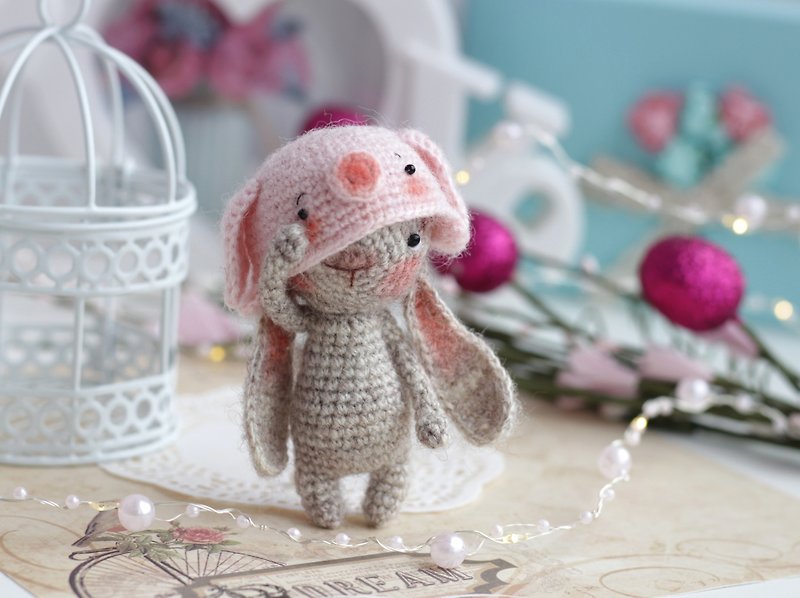 兔子手工娃娃钩编动物阿米古丽可爱的毛绒动物阿米古丽