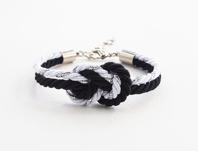Glitered white/Black infinity bracelet - 手链/手环 - 其他材质 黑色