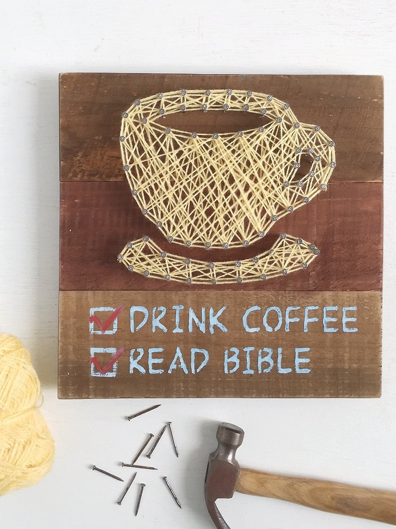 福音创作系列 喝咖啡、读圣经 木制品 手作 墙面挂饰 居家摆设 - 摆饰 - 木头 