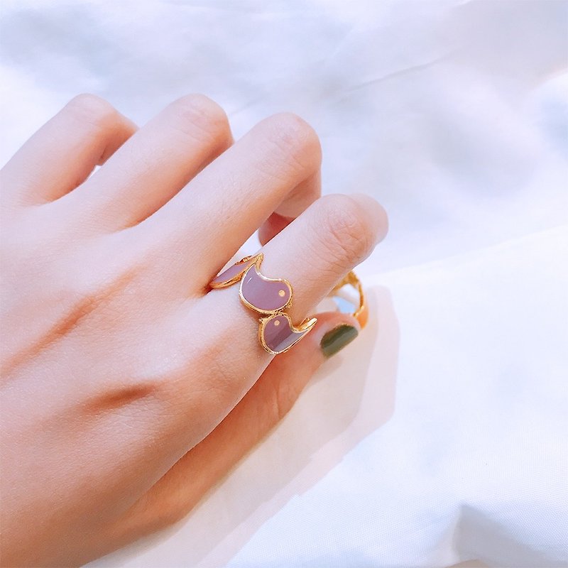 小鸡串 | 绕指戒指 - 戒指 - 珐琅 紫色